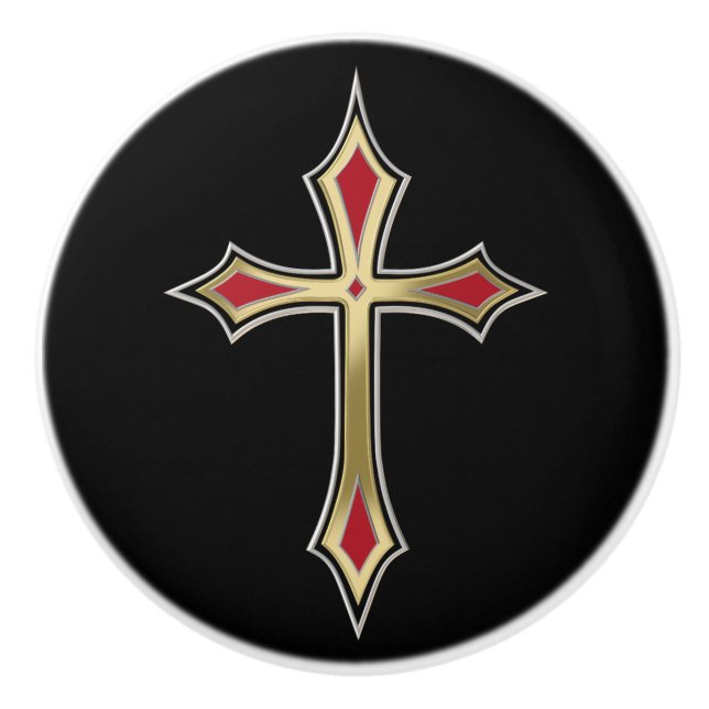 Golden Christian cross Ceramic Knob (Front)