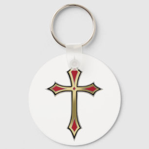 Golden Christian cross Key Ring