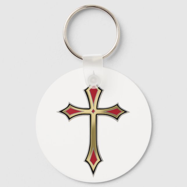Golden Christian cross Key Ring (Front)