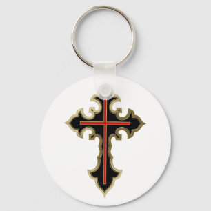 Golden Christian cross Key Ring