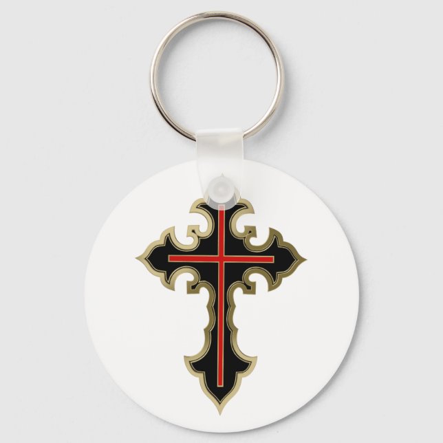 Golden Christian cross Key Ring (Front)
