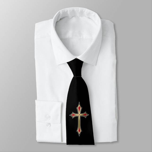 Golden Christian cross Tie (Tied)