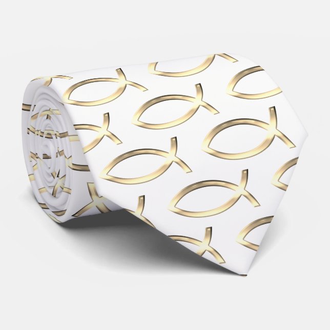 Golden Christian Fish | Faith Tie (Rolled)