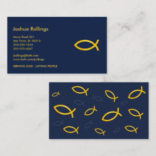 Golden Christian Fish Inspirational Business Card