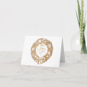 Golden Christmas Angel-Wreath-Merry Christmas   Card
