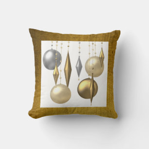 golden christmas ball on white background cushion