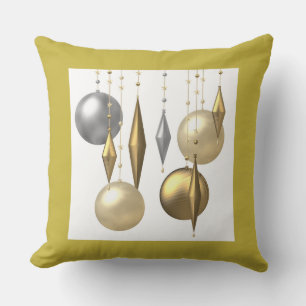 golden  christmas ball on white background cushion