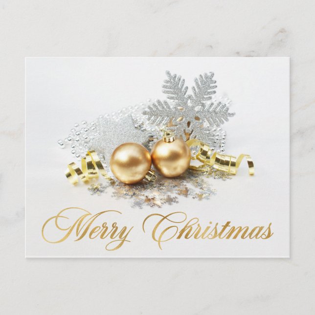 Golden Christmas Balls Ornament Corporate Greeting Postcard (Front)