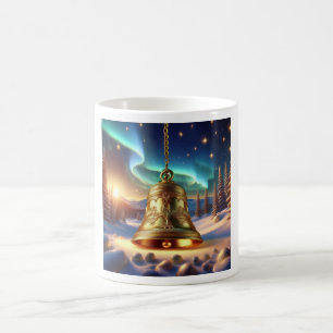 Golden Christmas Bell In A Snowy Winter Scene Coffee Mug
