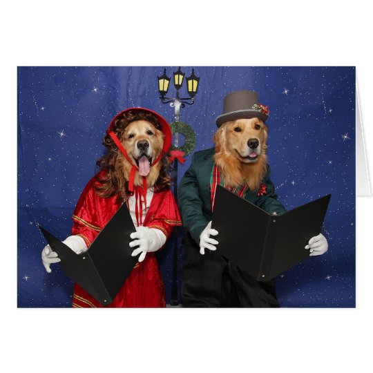 Golden Christmas Carolers Card