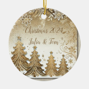 golden Christmas Ceramic Ornament