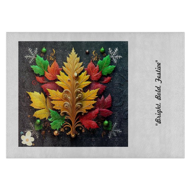 "Golden Christmas Charm" Cutting Board (Front)