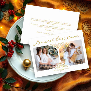 Golden Christmas Classic Filigree Ornament Holiday Card