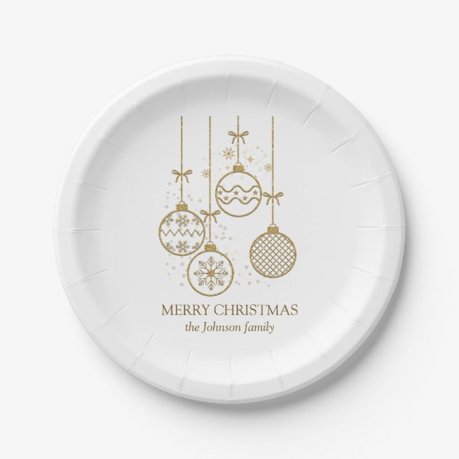 Golden Christmas Decoration Balls  Paper Plate (Front)