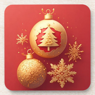 Golden Christmas Decorations Coaster