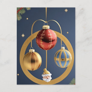 Golden Christmas Decorations Holiday Postcard
