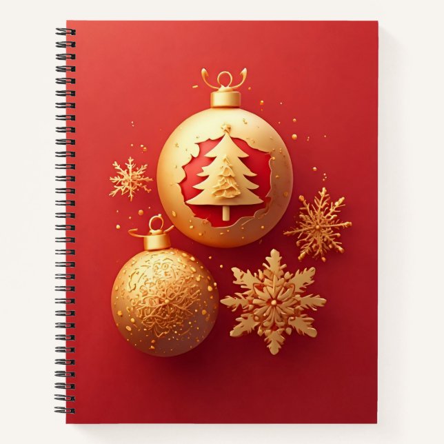 Golden Christmas Decorations Notebook (Front)