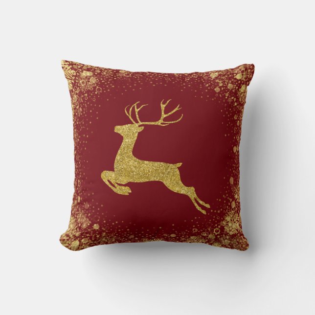 Golden  Christmas Deer elegant design Cushion (Front)