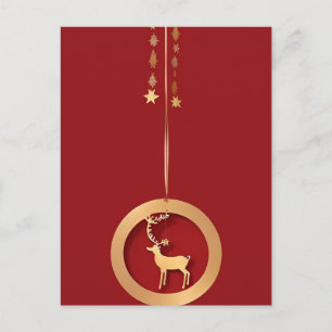 🎁 Golden Christmas Deer Elegant Festive Winter  Postcard