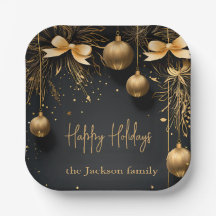 Golden Christmas Elegance - Customisable Plate