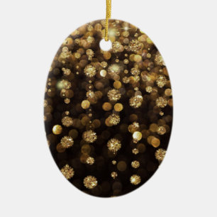 Golden Christmas Glitter Sparkles Ceramic Ornament
