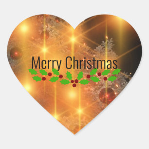 Golden Christmas Heart Sticker