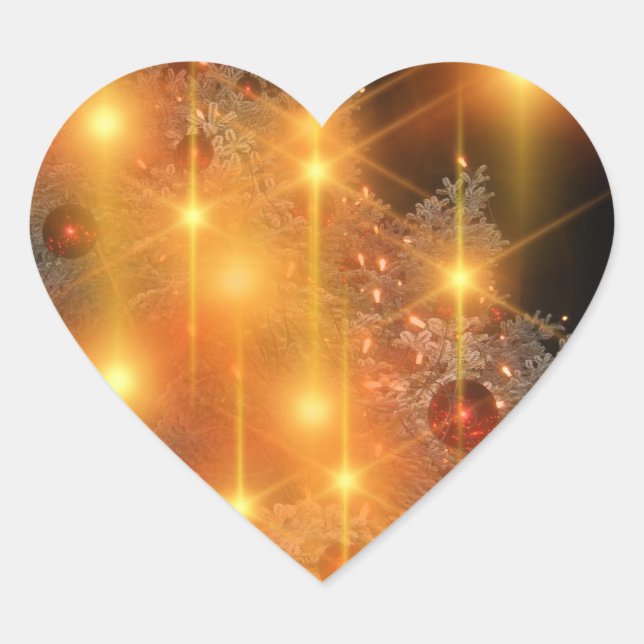   Golden Christmas Heart Sticker (Front)