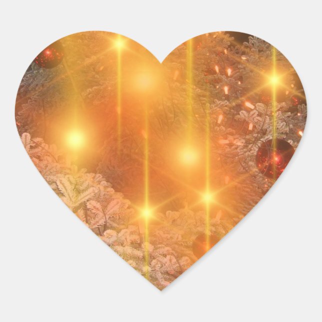Golden Christmas Heart Sticker (Front)