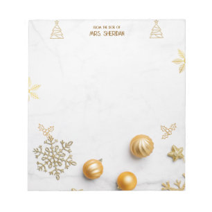 Golden Christmas Hollyday From The Desk Of Notepad