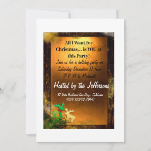 Golden Christmas invitation