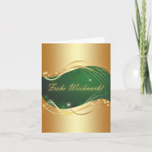 Golden Christmas Motif with Green Background Holiday Card