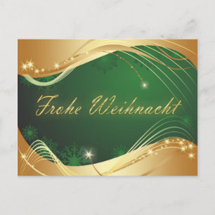 Golden Christmas Motif with Green Background Postcard