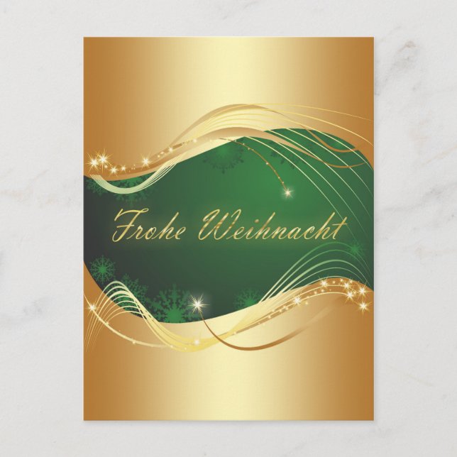 Golden Christmas Motif with Green Background Postcard (Front)
