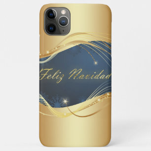 Golden Christmas motive with blue background... iPhone 11 Pro Max Case