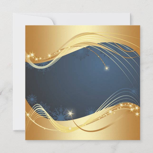 Golden Christmas motive with blue background... Holiday Card (Front)