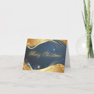 Golden Christmas motive with blue background... Holiday Card
