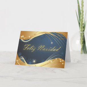Golden Christmas motive with blue background... Holiday Card