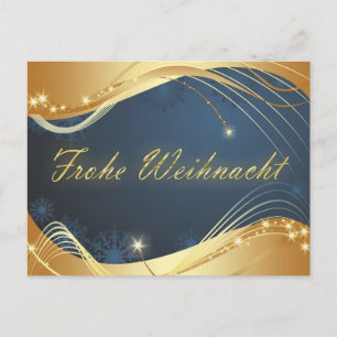 Golden Christmas motive with blue background... Holiday Postcard