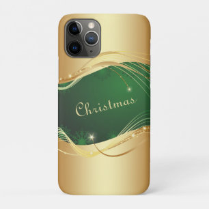Golden Christmas motive with green background... iPhone 11 Pro Case