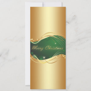 Golden Christmas motive with green background Holiday Card