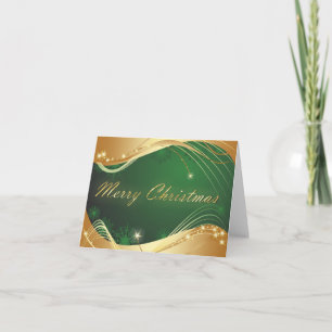 Golden Christmas motive with green background Holiday Card