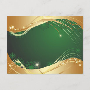 Golden Christmas motive with green background... Holiday Postcard