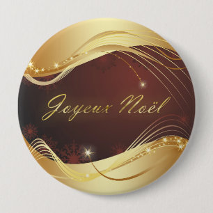 Golden Christmas motive with red background... 10 Cm Round Badge