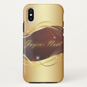 Golden Christmas motive with red background... iPhone X Case