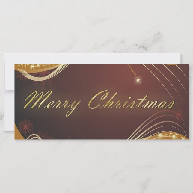 Golden Christmas motive with red background Holiday Card (Front)