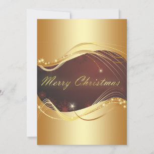 Golden Christmas motive with red background Holiday Card