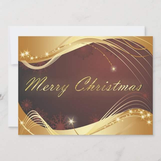 Golden Christmas motive with red background Holiday Card (Front)
