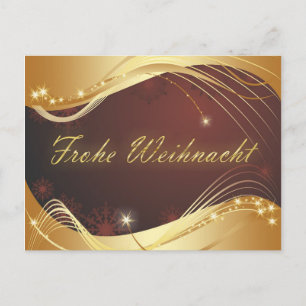 Golden Christmas motive with red background... Holiday Postcard