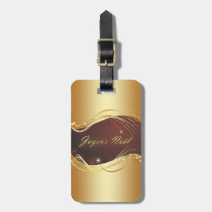 Golden Christmas motive with red background... Luggage Tag