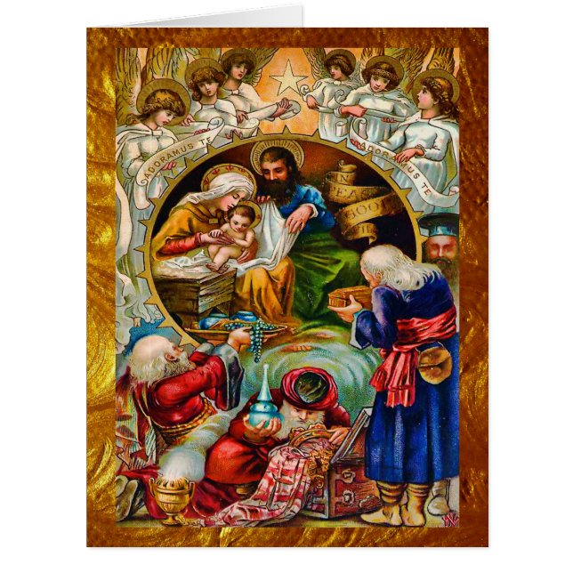 Golden Christmas Nativity Big Card (Front)